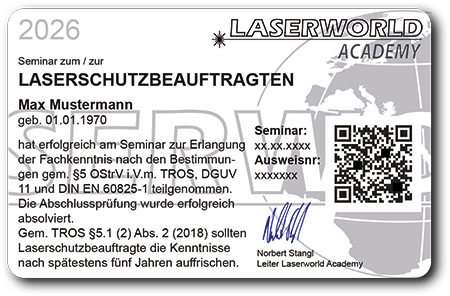Beispiel Laserschutzbeauftragter Ausweis Karte